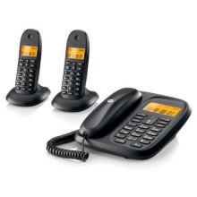 摩托罗拉(Motorola)数字无绳电话机 无线座机 子母机一拖二 办公家用 中文显示 双免提套装CL102C