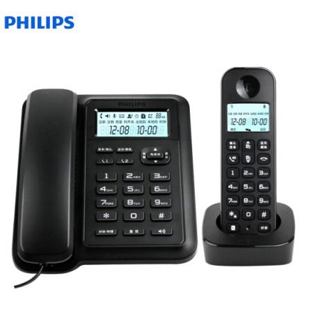 飞利浦（PHILIPS）数字无绳电话机 无线座机 子母机 办公家用 信号覆盖广 屏幕白色背光 DCTG167一拖一黑色