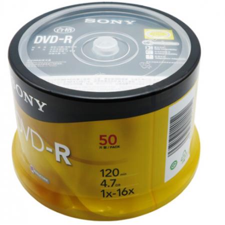 SONY 索尼  dvd刻录盘 光盘 空白光盘 4.7G 16X DVD-R（50片桶装）行业装