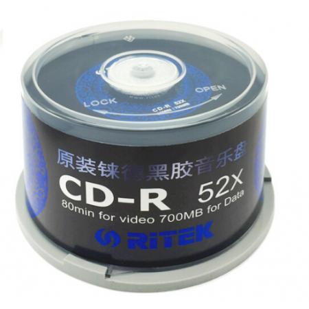 铼德(RITEK) 青花瓷黑胶音乐盘 CD-R 52速700M 空白光盘/光碟/刻录盘/车载 桶装50片