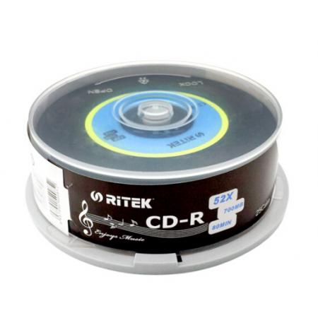铼德(RITEK) 黑旋风二代黑胶音乐盘 CD-R 52速700M 空白光盘/光碟/刻录盘/车载 桶装25片