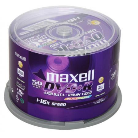 麦克赛尔（maxell）DVD+R光盘 刻录光盘 光碟 空白光盘 可打印光盘 16速4.7G台产 桶装50片