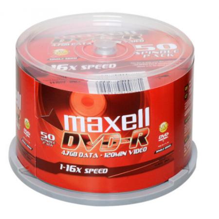 麦克赛尔（maxell）DVD-R光盘 刻录光盘 光碟 空白光盘 16速4.7G台产 商务金盘桶装50片