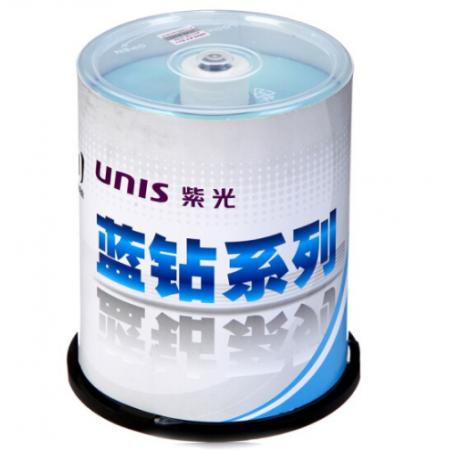 紫光（UNIS）DVD+R 16速 4.7G 蓝钻系列 桶装100片 刻录盘