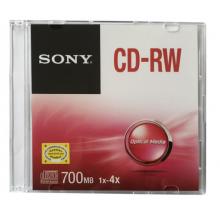 索尼（SONY）CD-RW 光盘/刻录盘 1-4速700MB 单片盒装 可擦写 空白光盘