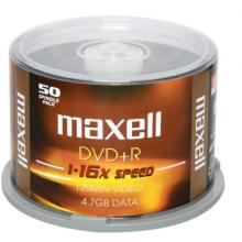 麦克赛尔（maxell）DVD+R光盘 刻录光盘 光碟 空白光盘 16速4.7G台产 黄纹黑尊桶装50片