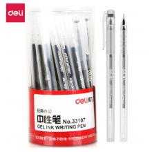 得力(deli)DLSX-33107 0.5mm全针管黑色中性笔水笔签字笔 办公用品 40支/桶