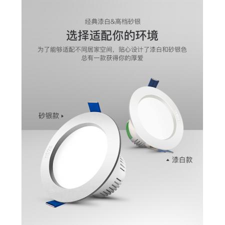 雷士（NVC）雷士照明 LED筒灯天花灯 漆白色/砂银色/银灰色 3瓦  暖白光4000K/正白光6000K/暖黄光3000K 开孔7.5-8厘米 