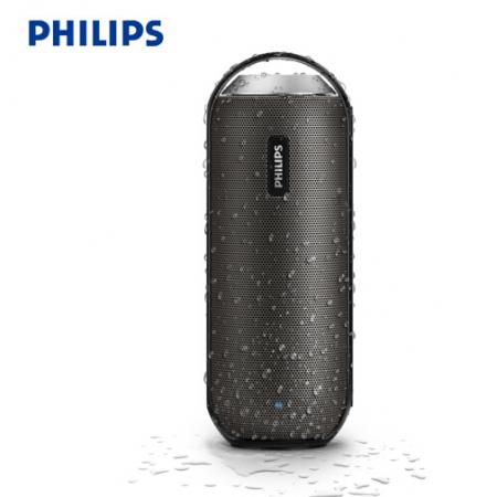  飞利浦(PHILIPS)BT6000 便携式无线蓝牙音箱 运动户外防水音响 免提通话/NFC功能 黑色 