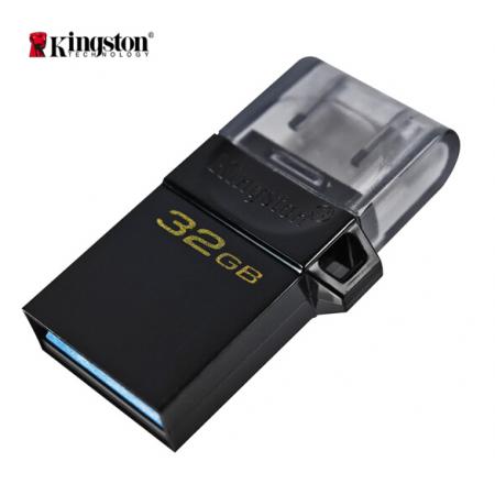 金士顿（Kingston）32GB OTG USB3.2 Gen1 U盘 DTDUO3G2 黑色 双接口设计 快速传输