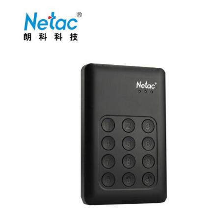 朗科 （Netac）USB3.0移动硬盘 K390安全系列2.5英寸 按键加密USB物理密码存储硬盘 黑色 1TB