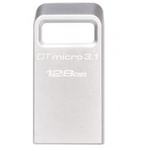 金士顿（Kingston）128GB USB3.1 U盘 DTMC3 银色金属 读速100MB/s 迷你型车载U盘 便携环扣