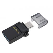  金士顿（Kingston）64GB OTG USB3.2 Gen1 U盘 DTDUO3G2 黑色 双接口设计 快速传输