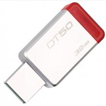 金士顿（Kingston）32GB USB3.1 U盘 DT50 红色 金属外壳 无盖设计