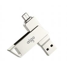 爱国者（aigo）64GB Micro USB USB3.0 手机U盘 U385 银色 双接口手机电脑两用