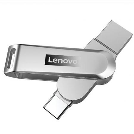 联想（Lenovo）128GB Type-C USB3.1 手机U盘 X3C 香槟银 全金属 双接口旋转 高速读写手机电脑两用优盘