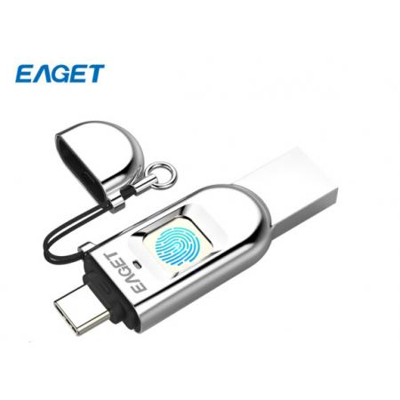 忆捷（EAGET）32GB Type-C USB3.1 FU68指纹加密手机U盘 双接口手机电脑多用 隐私安全保护 商务娱乐优盘