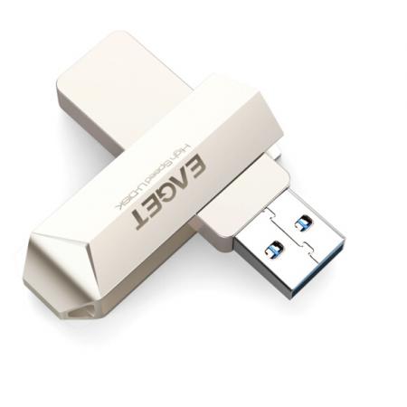 忆捷（EAGET）256GB USB3.0 U盘 F70高速全金属360度旋转大容量车载优盘珍珠镍色