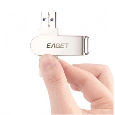 忆捷（EAGET）64GB USB3.0 U盘 F70高速全金属360度旋转车载优盘珍珠镍色