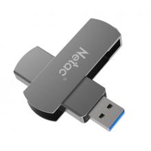 朗科（Netac）USB3.0 U盘U681 高速360旋转金属车载U盘加密闪存盘 铁灰色 128GB