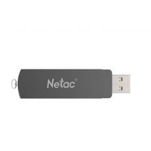 朗科（Netac）USB3.0 U盘U681 高速360旋转金属车载U盘加密闪存盘 铁灰色 64GB