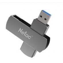 朗科（Netac）USB3.0 U盘U681 高速360旋转金属车载U盘加密闪存盘 铁灰色 64GB
