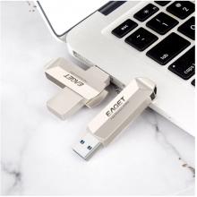 忆捷（EAGET）128GB USB3.0 U盘 F70升级版高速全金属360度旋转车载优盘珍珠镍色