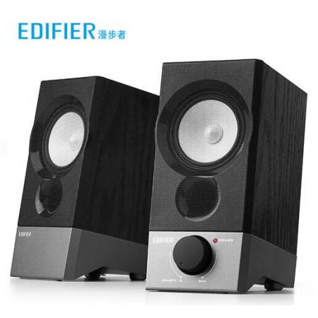 漫步者（EDIFIER）R19U 木质纯音2.0迷你桌面音响 电脑音箱 黑色