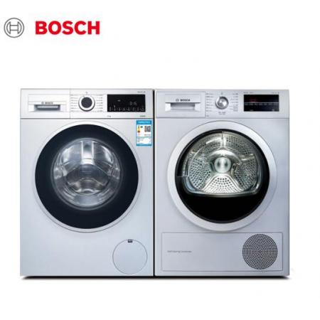 博世(BOSCH) WGA152X80W+WTW875681W 10公斤洗+9公斤干 热泵深度自清洁洗烘套装 银色(附件商品仅展示)