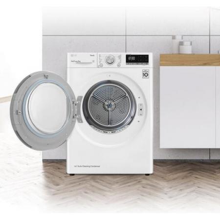 LG 9KG双变频热泵烘干机干衣机 被褥护理 除菌除螨 冷凝器自清洁遥控操作 免熨烫白色RC90V9AV4W