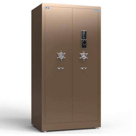 虎牌保险柜1.8m办公双门密码+指纹开启保管柜咖啡金