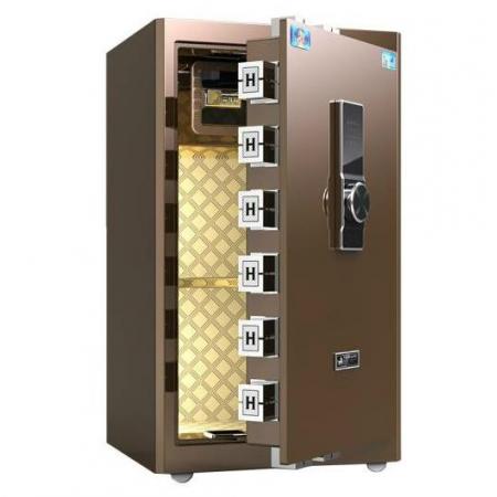 虎牌保险柜办公高80cm 全钢电子密码柜办公双保险智能保管保密柜入墙柜 时尚咖