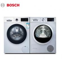 博世(BOSCH) WGA152X80W+WTW875681W 10公斤洗+9公斤干 热泵深度自清洁洗烘套装 银色(附件商品仅展示)