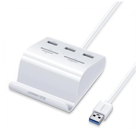 绿联（UGREEN）USB3.0分线器 高速HUB集线器延长线 笔记本电脑多接口扩展坞转换器 带SD/TF读卡器功能30344