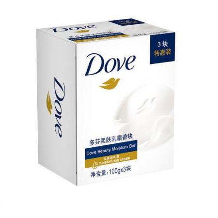 多芬(DOVE)香皂 柔肤乳霜香块100gx3