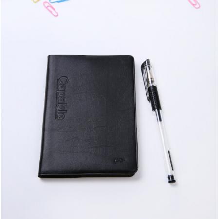 晨光(M&G)文具A6/100张办公记事本 笔记本子 黑色会议记录本皮面本 皮革本商务本日记本 单本装APYLN488