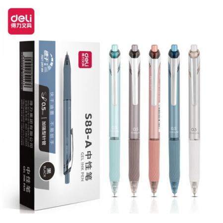 签字笔黑色	得力(deli)金属笔夹速干黑色 S88-A