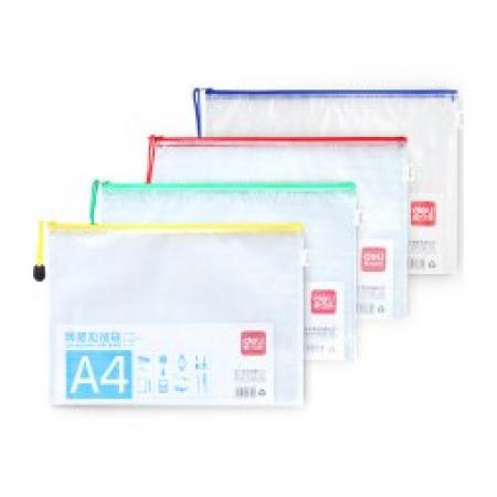 拉链袋得力 5654 PVC网格 A4