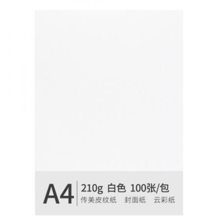 安兴 传美 A4 210g 皮纹纸 封面纸 云彩纸 封皮纸 彩色卡纸 标书装订封面纸 白色 100张/包