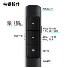 得力(deli) 360度控制教师专用PPT超链接功能教鞭/无线演示器课件笔 红光充电款激光翻页笔 黑色 2808PL