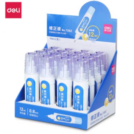得力(deli) 笔形12ml修正液 改正液 不锈钢笔头修正笔7382（16只）