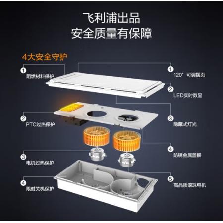 飞利浦 PHILIPS M1浴霸集成吊顶风暖浴霸轻薄机身双核速暖浴霸 卫生间浴室取暖换气LED照明暖风机