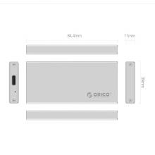 奥睿科(ORICO)移动硬盘盒mSATA固态SSD硬盘盒 Type-C接口全铝合金外置盒子 银色MSA-UC3
