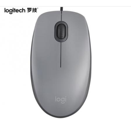 罗技 （Logitech ）M111 有线轻音鼠标 即插即用 灰色