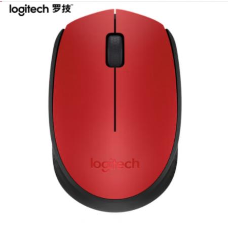 罗技（Logitech）M170鼠标 无线鼠标 办公鼠标 对称鼠标 红色 带无线2.4G接收器