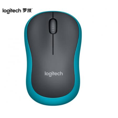 罗技（Logitech）M185鼠标 无线鼠标 办公鼠标 对称鼠标 黑色蓝边 带无线2.4G接收器