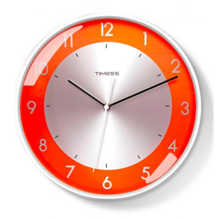 Timess 挂钟表客厅时钟简约现代表挂墙免打孔进口机芯石英钟挂表创意家用餐厅轻奢表 CH04-2进口机芯活力橙 直径35厘米