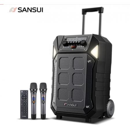 山水 SANSUI D15 15英寸户外广场舞拉杆音响蓝牙室外演出大功率重低音演出级移动k歌音箱带无线麦克风