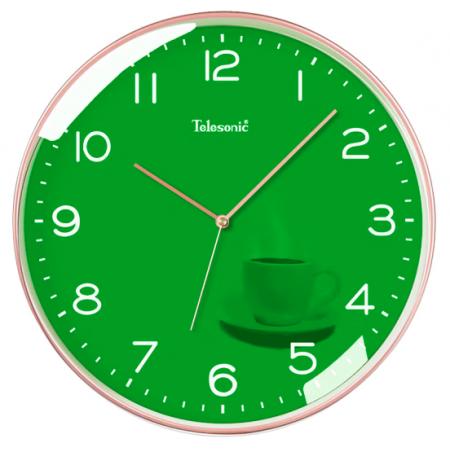 天王星（Telesonic）挂钟 钟表客厅创意时钟现代简约表挂墙卧室石英钟圆形挂表 橄榄绿（直径35厘米）