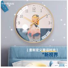 Timess 卡通儿童钟表客厅挂钟时尚简约时钟家用创意卧室石英钟现代大气挂表挂墙 QF2109-3 海马女孩 【10英寸】